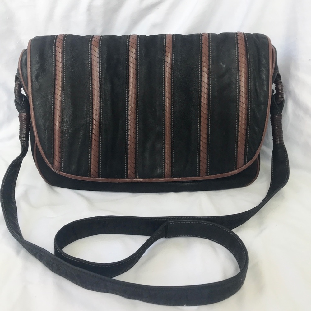 Classic Vintage Crossbody Bag Buttery Black and Broan Leather Jay Herbert Purse